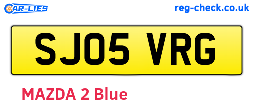 SJ05VRG are the vehicle registration plates.