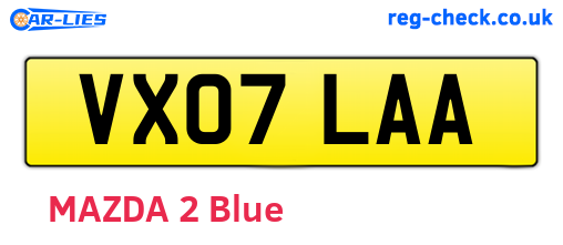 VX07LAA are the vehicle registration plates.