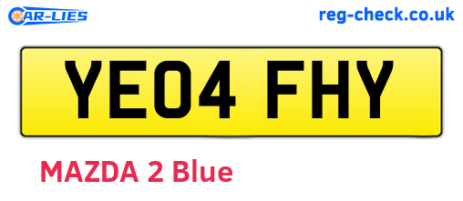 YE04FHY are the vehicle registration plates.