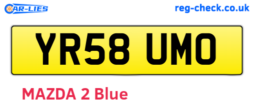 YR58UMO are the vehicle registration plates.