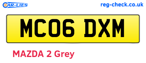MC06DXM are the vehicle registration plates.