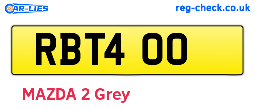RBT400 are the vehicle registration plates.