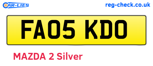 FA05KDO are the vehicle registration plates.