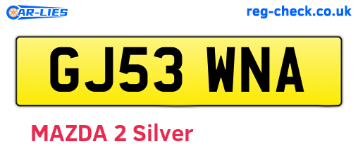 GJ53WNA are the vehicle registration plates.