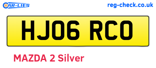 HJ06RCO are the vehicle registration plates.