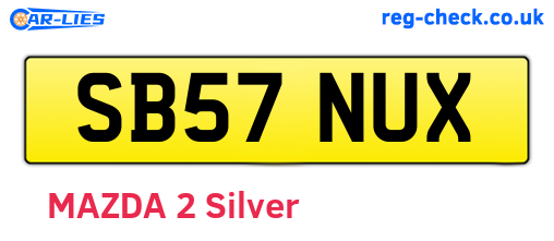 SB57NUX are the vehicle registration plates.