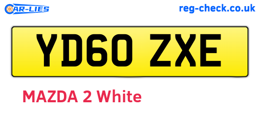 YD60ZXE are the vehicle registration plates.
