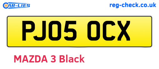 PJ05OCX are the vehicle registration plates.
