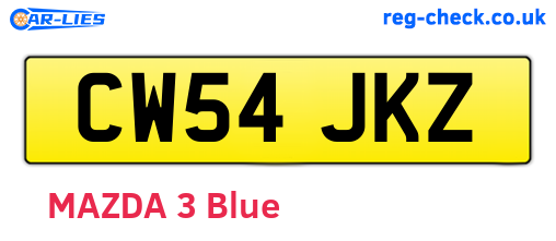 CW54JKZ are the vehicle registration plates.