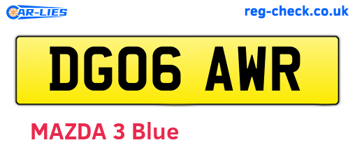 DG06AWR are the vehicle registration plates.