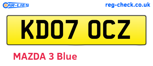 KD07OCZ are the vehicle registration plates.