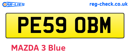PE59OBM are the vehicle registration plates.