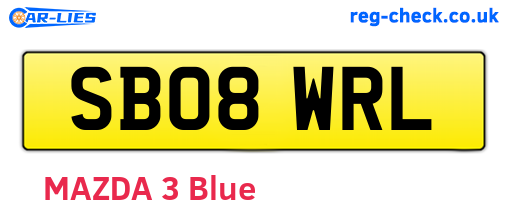SB08WRL are the vehicle registration plates.