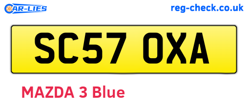 SC57OXA are the vehicle registration plates.