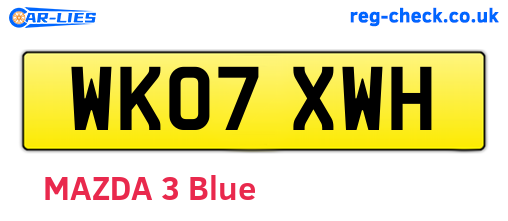WK07XWH are the vehicle registration plates.