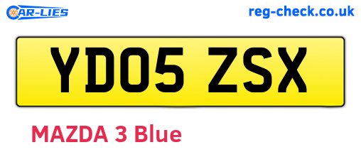 YD05ZSX are the vehicle registration plates.