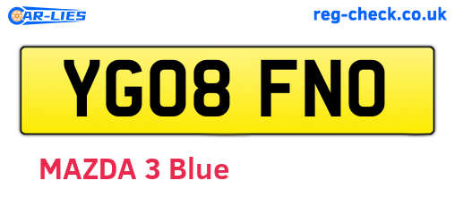 YG08FNO are the vehicle registration plates.
