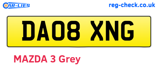 DA08XNG are the vehicle registration plates.