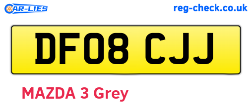 DF08CJJ are the vehicle registration plates.