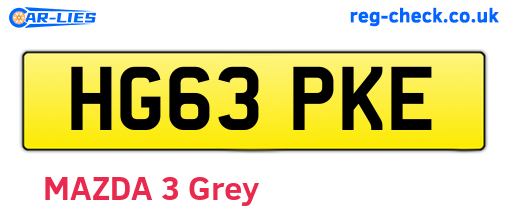 HG63PKE are the vehicle registration plates.