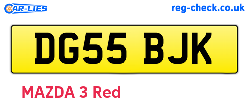 DG55BJK are the vehicle registration plates.