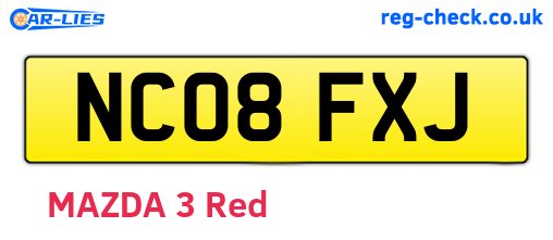 NC08FXJ are the vehicle registration plates.