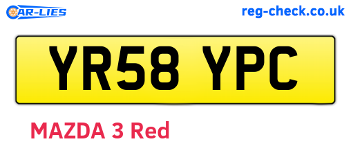 YR58YPC are the vehicle registration plates.