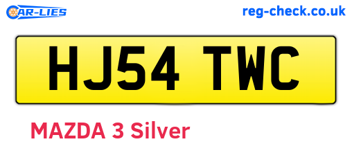 HJ54TWC are the vehicle registration plates.