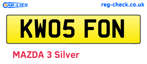 KW05FON are the vehicle registration plates.