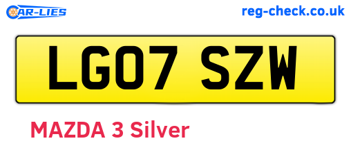 LG07SZW are the vehicle registration plates.