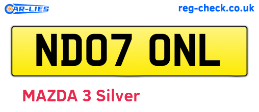 ND07ONL are the vehicle registration plates.