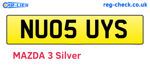 NU05UYS are the vehicle registration plates.