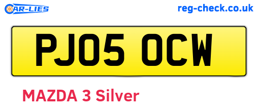 PJ05OCW are the vehicle registration plates.