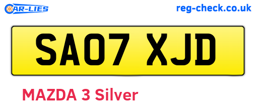 SA07XJD are the vehicle registration plates.