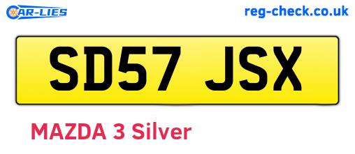 SD57JSX are the vehicle registration plates.