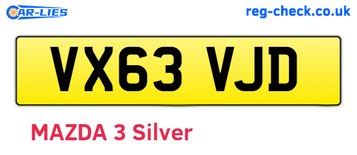 VX63VJD are the vehicle registration plates.