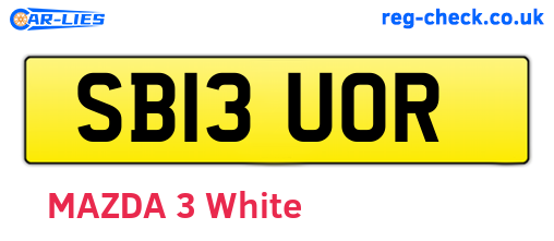 SB13UOR are the vehicle registration plates.