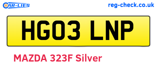 HG03LNP are the vehicle registration plates.