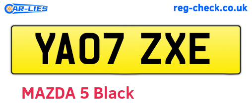 YA07ZXE are the vehicle registration plates.