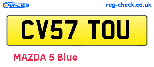 CV57TOU are the vehicle registration plates.