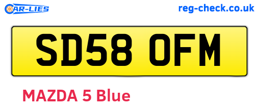SD58OFM are the vehicle registration plates.