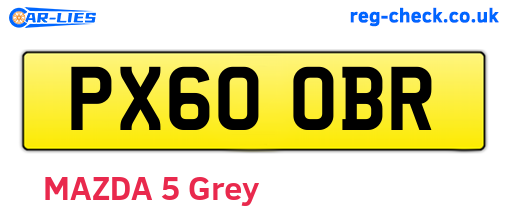 PX60OBR are the vehicle registration plates.