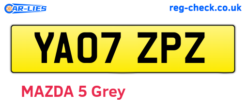 YA07ZPZ are the vehicle registration plates.