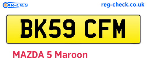 BK59CFM are the vehicle registration plates.
