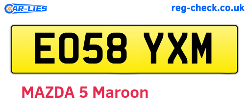 EO58YXM are the vehicle registration plates.