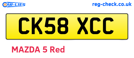 CK58XCC are the vehicle registration plates.