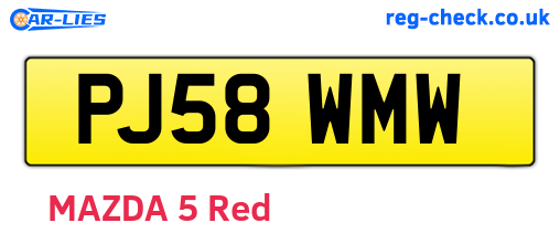 PJ58WMW are the vehicle registration plates.