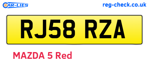 RJ58RZA are the vehicle registration plates.