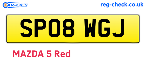 SP08WGJ are the vehicle registration plates.