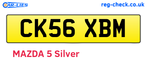 CK56XBM are the vehicle registration plates.